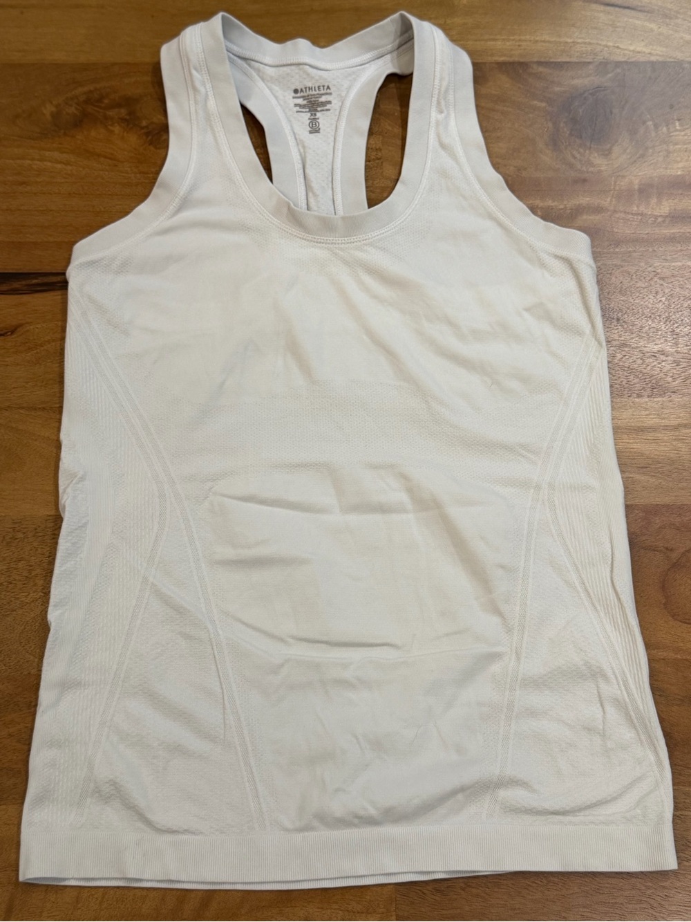 Athleta White Racerback Seam Detail Stretch Performance Tank Size XS